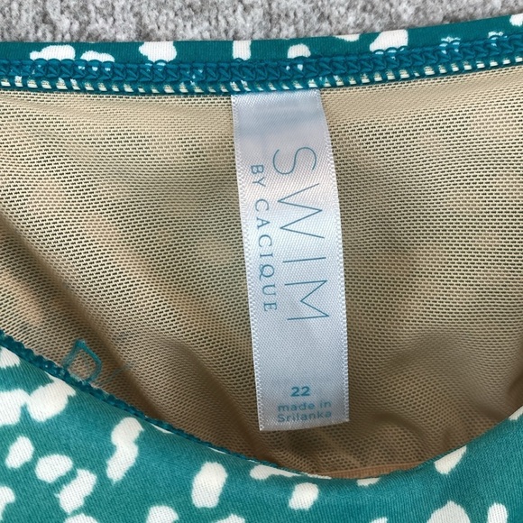 Cacique tankini swim top size 22 green with white spots resort tropical travel - Picture 2 of 8